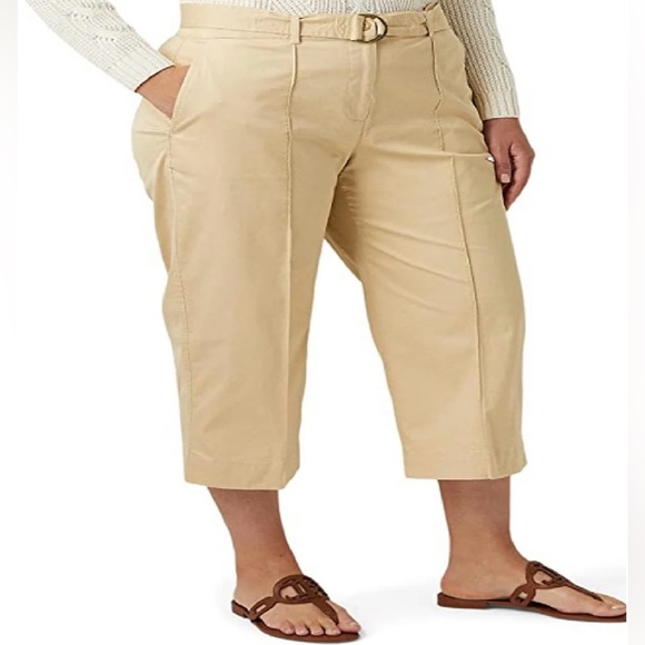 Ralph Lauren Women's Micro Sanded Twill Belted Wide Leg Pants Brown Size 20W - Picture 3 of 16